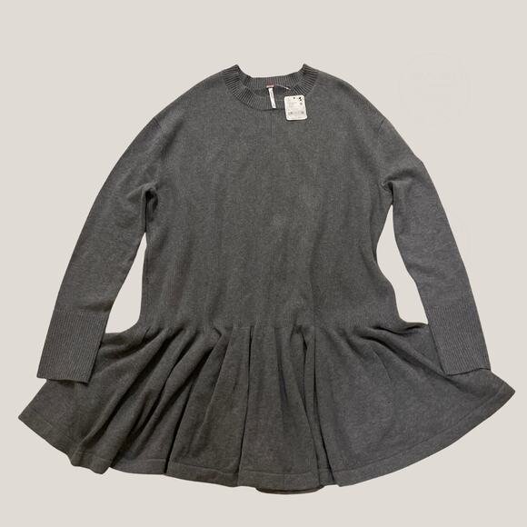 Free People Time On My Side Sweater Mini Dress | Dark Heather Gray S, NWT - Picture 2 of 6